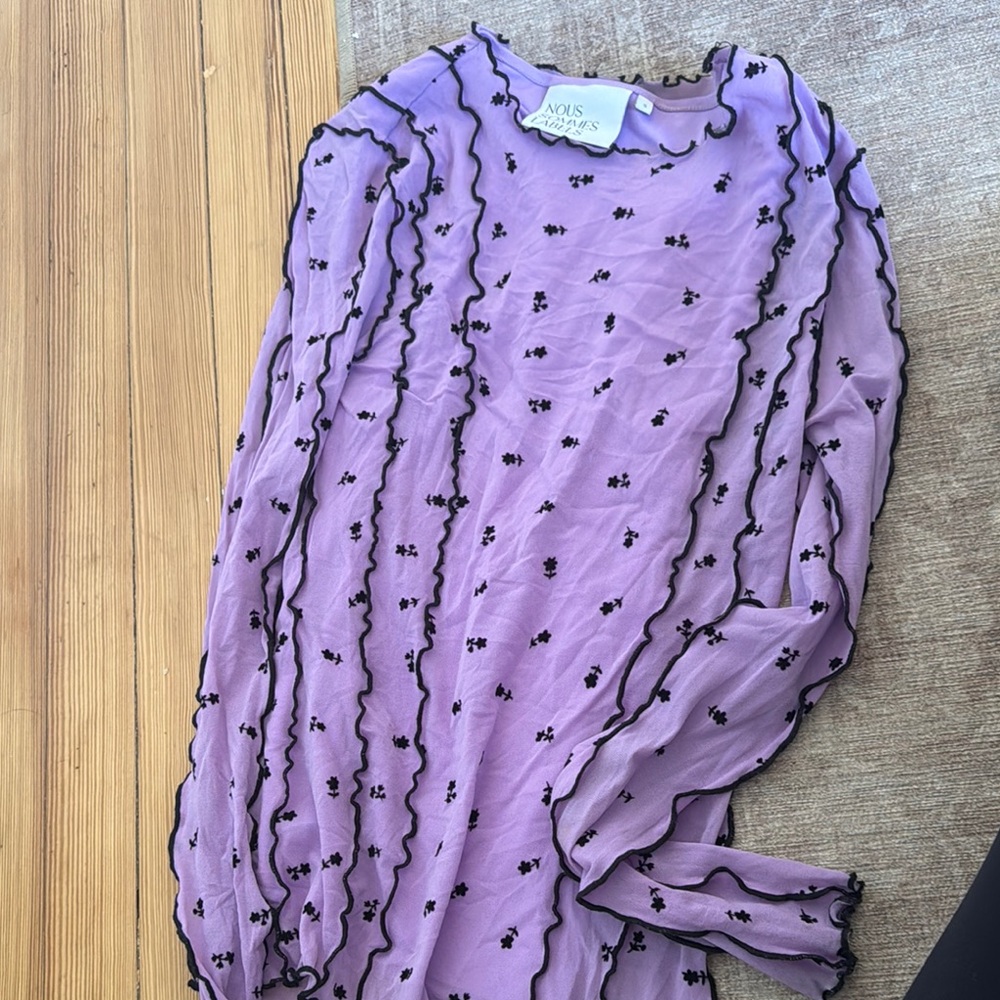 Sheer Purple Blouse with Ruffles